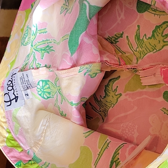 LILLY PULITZER Cropped Pink White Green Yellow Flower Print Pants Size 2 - Picture 9 of 13